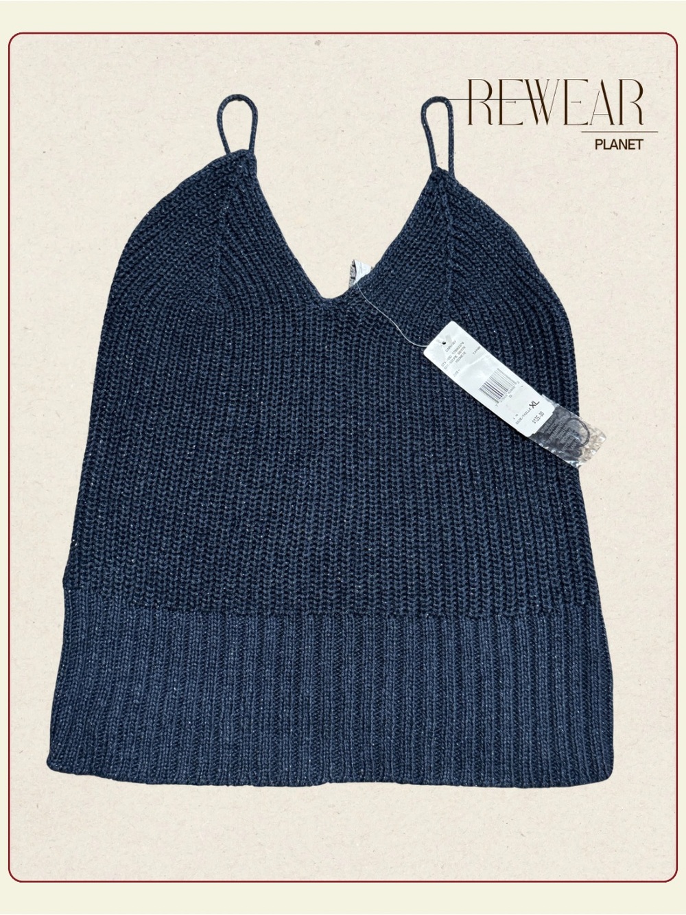 NWT Nine West Knit Cami Tank Top XL Blue Sleeveless V-Neck Sweater Cami